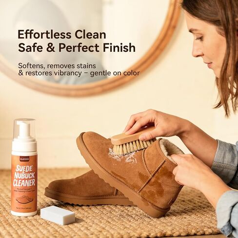 Suede and Nubuck Shoe Cleaner Kit, 5-in-1 Cleaning and Protector Spray with Suede Brush & Eraser, Cloth, Safely Clean, Protect & Restore Shoes, Boots, Uggs, Furniture, Jackets, Bags and Car Seats in Kuwait