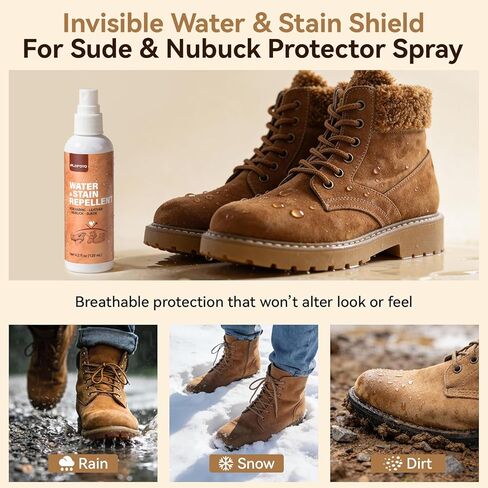 Suede and Nubuck Shoe Cleaner Kit, 5-in-1 Cleaning and Protector Spray with Suede Brush & Eraser, Cloth, Safely Clean, Protect & Restore Shoes, Boots, Uggs, Furniture, Jackets, Bags and Car Seats in Kuwait