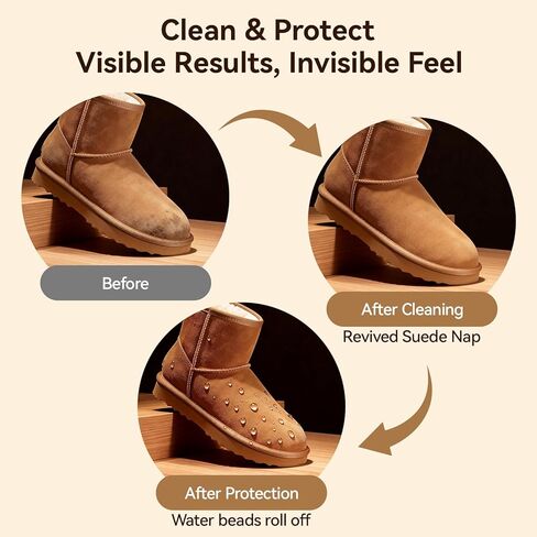 Suede and Nubuck Shoe Cleaner Kit, 5-in-1 Cleaning and Protector Spray with Suede Brush & Eraser, Cloth, Safely Clean, Protect & Restore Shoes, Boots, Uggs, Furniture, Jackets, Bags and Car Seats in Kuwait
