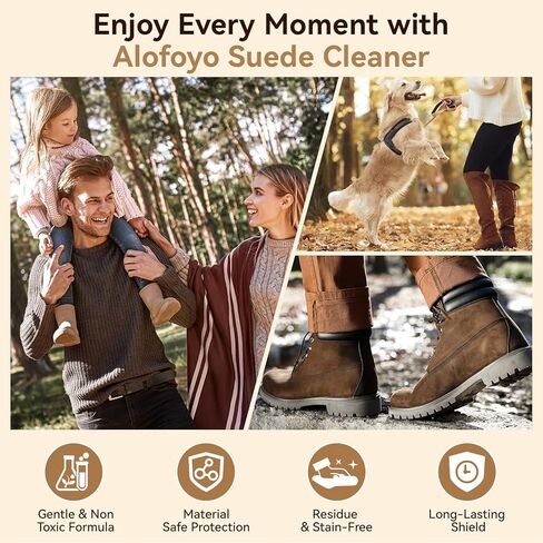 Suede and Nubuck Shoe Cleaner Kit, 5-in-1 Cleaning and Protector Spray with Suede Brush & Eraser, Cloth, Safely Clean, Protect & Restore Shoes, Boots, Uggs, Furniture, Jackets, Bags and Car Seats in Kuwait
