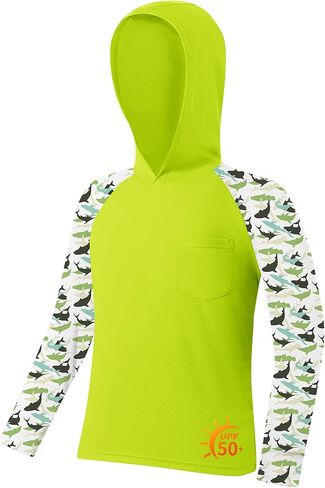 ZITY Boys Rash Guard Hooded Fishing Shirt Kids UPF 50+ Long Sleeve Sun Hoodie Youth UV Protection Beach Swim Shirts in Saudi Arabia