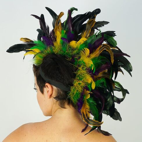 ZUCKER Mardis Gras Feather Headdress – Natural Feather Mohawk for Halloween, Cosplay, Party Hair Accessories, Photo Shoots, Costumes and More in Saudi Arabia