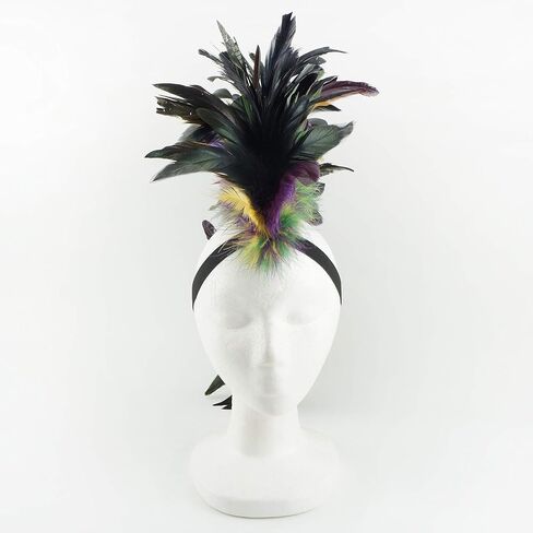 ZUCKER Mardis Gras Feather Headdress – Natural Feather Mohawk for Halloween, Cosplay, Party Hair Accessories, Photo Shoots, Costumes and More in Saudi Arabia