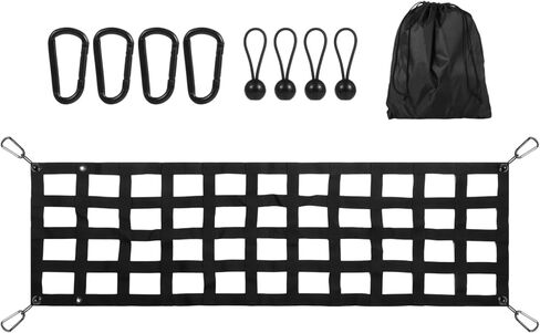 Full-Size Truck Tailgate Net, Heavy Duty Cargo Net with Bungee Cords and Carabiners, 60'' X 18'' Polyester Netting in Saudi Arabia