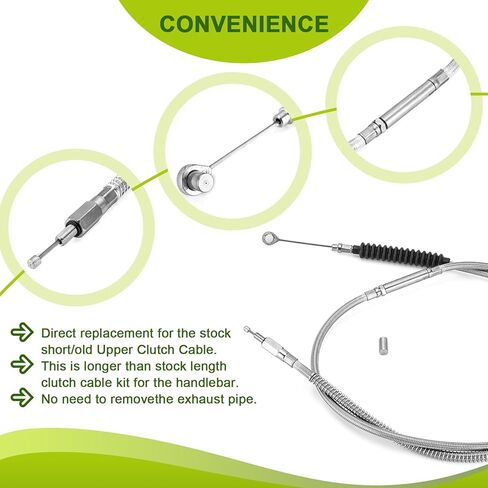 Mofun Throttle and Idle Cable Kit & Non-ABS Hydraulic Brake Line & Clutch Cable Compatible with Harley Touring Road Glide Road King without/Non-ABS 1999-2007, Fit 12"-14" Handlebar, Chrome in Saudi Arabia