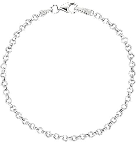 Ritastephens Sterling Silver Rolo Link Chain Anklet Bracelet or Necklace – Sturdy Foot Chain Jewelry, Hypoallergenic, Nickel Free, Stamped 925, Polished Finish, Gift Box Included in Saudi Arabia