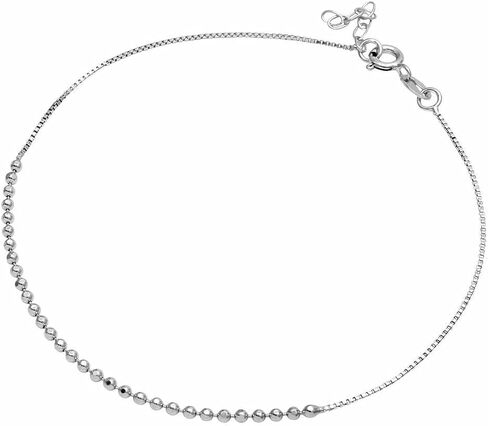 925 Sterling Silver Anklet Diamond Cut Bead Chain Adjustable Ankle bracelet in Saudi Arabia