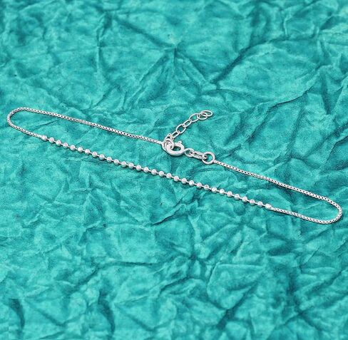 925 Sterling Silver Anklet Diamond Cut Bead Chain Adjustable Ankle bracelet in Saudi Arabia