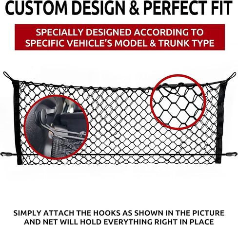 Envelope Style Elastic Trunk Mesh Cargo Net for Jeep Cherokee Latitude Limited 2019-2023 - Premium Trunk Organizers and Storage - Luggage Net for SUV - Best Car Organizer for Jeep Cherokee in Kuwait