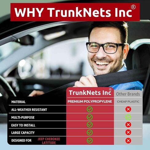 Envelope Style Elastic Trunk Mesh Cargo Net for Jeep Cherokee Latitude Limited 2019-2023 - Premium Trunk Organizers and Storage - Luggage Net for SUV - Best Car Organizer for Jeep Cherokee in Kuwait