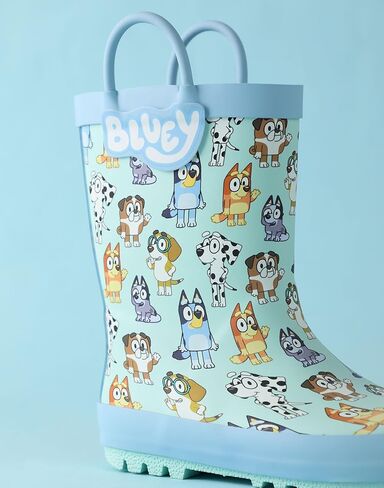 حذاء Bluey للأطفال من الجنسين باللون الأزرق الفاتح بطباعة شخصية Storm مع مقابض Merch in Kuwait