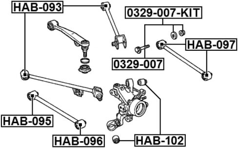 فبراير 0329-007-KIT طقم إصلاح، الحدبة تعديل الترباس غريب الأطوار ل 52387-S84-A00 in Kuwait