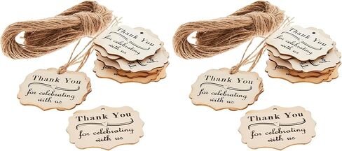 Juvale 100-Pack Wood Thank You Tags with Twine for Wedding and Baby Shower Party Favors, 2 Inches in Saudi Arabia