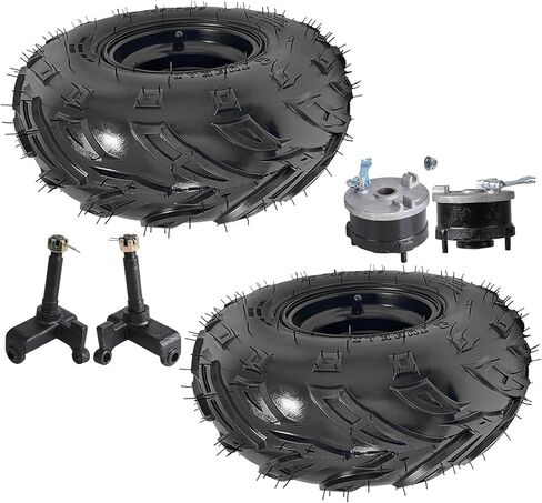 2pcs 145/70-6 ATV Go Kart Tires Wheels with Rim, 3 Stud Tubeless 145x70-6 inch Wheel Tire, Front Drum Brake Hub & Steering Spindle Knuckles For Quad UTV Golf Cart Lawn Mower Drift Trike in Saudi Arabia