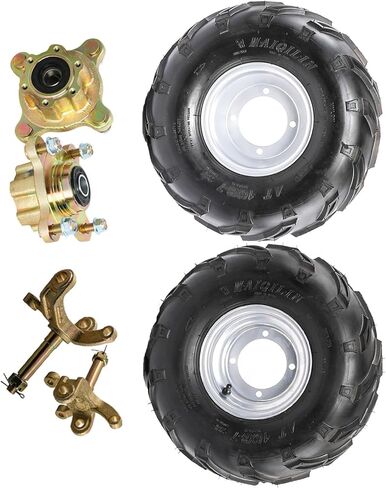 16x8-7 16x8x7 ATV Go Kart Tire Wheel – Heavy Duty 4 Stud Rim, All-Terrain – ATV Quad UTV Buggy Lawn Mower Mini Bike 4 Wheeler (4pack Wheel & wheel hubs & steering spindles) in Saudi Arabia
