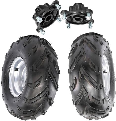 Knobby Go Cart Tires & Wheels Kit – 4 PLY Rated, 4 Stud Rim, Rear Axle Wheel Hubs for Go karts, Golf Carts, ATVs, UTVs, Ride-on Mowers, Buggies, Four Wheelers, Mini Bikes (23x7-10) in Saudi Arabia