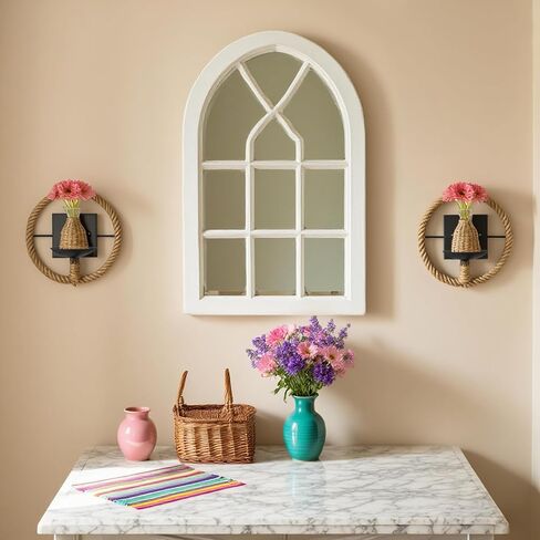 Hemp Rope Wall Sconce Candle Holder Set of 2, 9"×9" Industrial Farmhouse Vintage Style Handcrafted Wall Mount Candle Sconces for Living Room, Bedroom, Dining Room, Entryway (2, Round Hemp Rope) in Kuwait