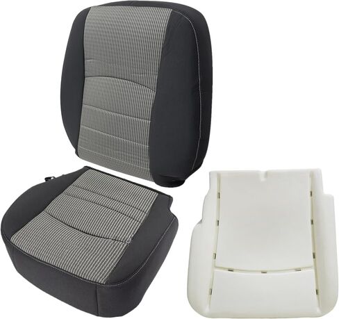 NLQR Front Driver Side Bottom and Top Back Replacement Cloth Seat Covers & Driver Bottom Foam Cushion Compatible with Dodge Ram 1500 2500 3500 4500 5500 2009 2010 2011 2012 in Saudi Arabia