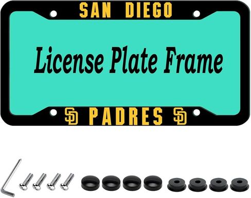 4 Holes Matte Black Aluminum Alloy Car License Plate Frames for Tigers,Rustproof Metal SUV Car Tag Covers,Rust Proof Universal Truck License Plate Holders (1 PC) in Saudi Arabia