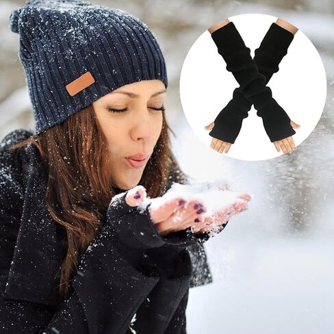 Fingerless Gloves Arm Warmer for Women Long Arm Sleeves Knitted Elbow Length Gloves Thumb Hole Gloves for Snowy Cold Weather (Yellow) in Saudi Arabia
