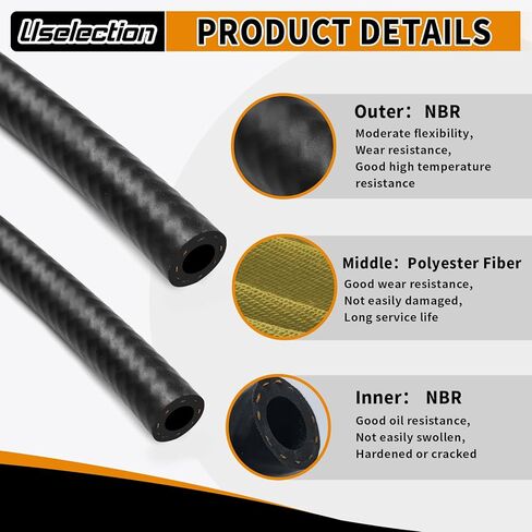 خط خرطوم الوقود 5FT 5/16 بوصة معرف مع 5 قطع مشابك NBR مطاطية عالية الأداء 300PSI خط وقود السيارات للمحركات الصغيرة عربة الثلج والدراجات النارية ATV جرار (5/16 بوصة - 5FT) in Saudi Arabia
