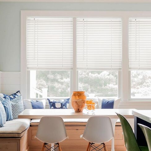 MYshade No-Drill Cordless Horizontal Mini Blinds – 47.5" W x 64" H Tool-Free Inside Mount Window Blinds with 1" Vinyl Slats, Light Filtering & Privacy, Child & Pet Safe, White in Saudi Arabia
