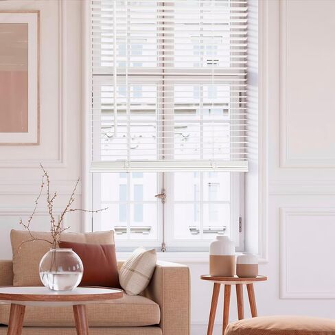 MYshade No-Drill Cordless Horizontal Mini Blinds – 47.5" W x 64" H Tool-Free Inside Mount Window Blinds with 1" Vinyl Slats, Light Filtering & Privacy, Child & Pet Safe, White in Saudi Arabia