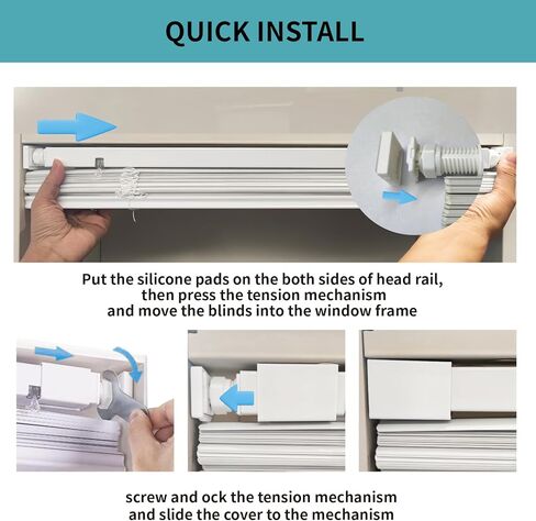 MYshade No-Drill Cordless Horizontal Mini Blinds – 47.5" W x 64" H Tool-Free Inside Mount Window Blinds with 1" Vinyl Slats, Light Filtering & Privacy, Child & Pet Safe, White in Saudi Arabia