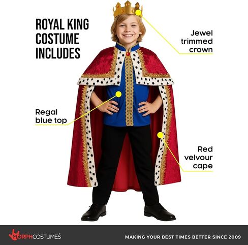 Morph Royal King Costume For Boys, Kids King Costume, Prince Charming Costumes Kids, World Book Day Costumes For Boys in Saudi Arabia