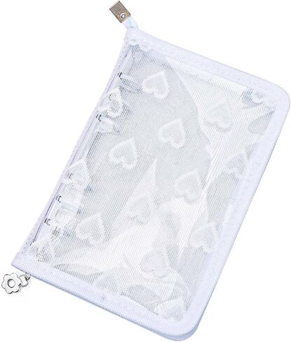 غطاء غلاف الميزانية A6 غلاف شفاف من PVC بسحاب 6 حلقات على شكل قلب من الدانتيل ديكور قابل لإعادة الملء واقي غلاف دفتر الملاحظات لمنظم ألبومات مجلد المجلات (وردي، A6) in Kuwait