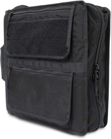 أغطية دفتر الملاحظات التكتيكية نظام غطاء الموثق التكتيكي ثلاثي الحلقات | حقيبة منظم بادفوليو بسحاب بمقبض جلدي | يناسب المجلدات من 3 إلى 4 بوصات | منظم الاستخدام الميداني المتين (أسود) in Kuwait