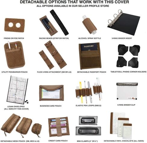 أغطية دفتر الملاحظات التكتيكية نظام غطاء الموثق التكتيكي ثلاثي الحلقات | حقيبة منظم بادفوليو بسحاب بمقبض جلدي | يناسب المجلدات من 3 إلى 4 بوصات | منظم الاستخدام الميداني المتين (أسود) in Kuwait