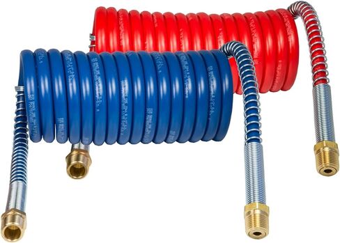 Tectran Industry Grade Aircoil Brake Assembly Set | 12" Pigtail Trailer End Lead | 1/2" NPT Fittings | Quick Installation | (Red & Blue Set, 8' Length x 12" Tractor Lead) in Saudi Arabia