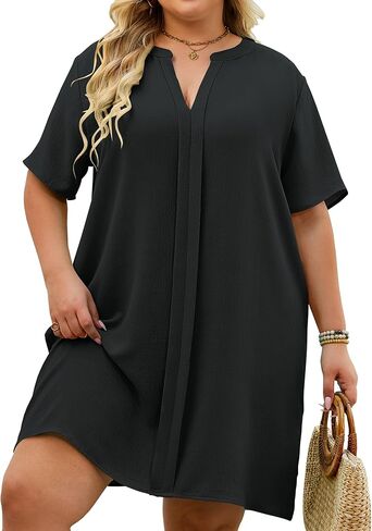 بدلة سباحة نسائية بمقاس كبير ورقبة على شكل حرف V وأكمام قصيرة صيفية للشاطئ، بدلة استحمام تغطي XL-5X in Kuwait