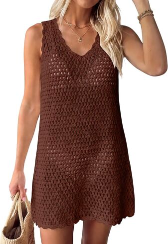 ANRABESS Womens Swimsuit Cover Up 2026 V Neck Knit Swimwear Bathing Suit Crochet Backless Dress Summer Beach Vacation Clothes in Saudi Arabia