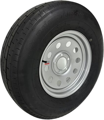 إطار ST225/75R15 TRAILQUEST RADIAL TRAILER على الحافة، نطاق الحمولة E 10 طبقات، عجلة وحدات فضية 5 عروات مع نمط مسمار مقاس 5X4.5 بوصة. يستبدل 7.00-15 أو 7.50-15 - الضمان متضمن in Kuwait