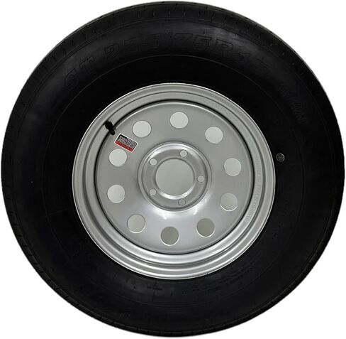 إطار ST225/75R15 TRAILQUEST RADIAL TRAILER على الحافة، نطاق الحمولة E 10 طبقات، عجلة وحدات فضية 5 عروات مع نمط مسمار مقاس 5X4.5 بوصة. يستبدل 7.00-15 أو 7.50-15 - الضمان متضمن in Saudi Arabia
