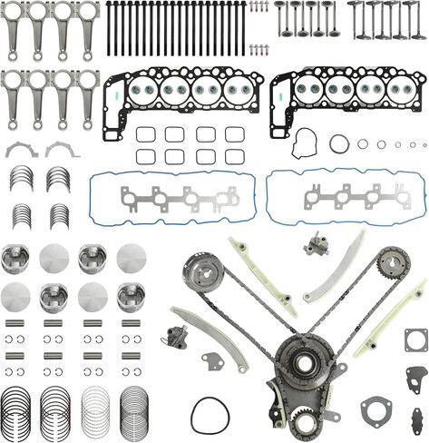 4.7 Head Gasket Set Timing Chain Kit Piston & Connecting Rods Kit Main & Rods Bearing Valve For Dodge Durango Dokota Ram 1500 2000-2003 For Jeep Grand Cherokee 1999-2003 4.7L V8 HS26157PT 9-0393SD in Saudi Arabia