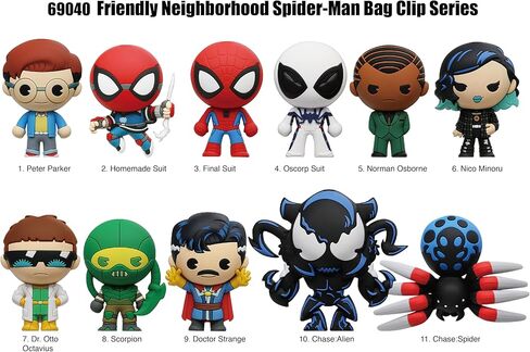 Your Friendly Neighborhood Spider-Man Series 1 – 5 بوصات مشبك حقيبة قابل للتجميع – حقيبة عمياء (شكل واحد عشوائي) – سلسلة مفاتيح شخصية Marvel Superhero / ملحق حقيبة الظهر | بضائع مرخصة رسميًا in Kuwait