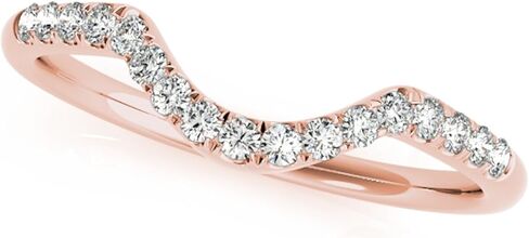 MauliJewels 0.17 CT Diamond Wedding Band for Women in 14K Rose White & Yellow Gold | Prong Set Diamond Ring | Women’s Bridal Band in Kuwait