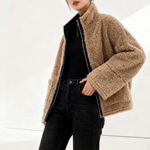 Chevara Women’s Warm Fleece Jacket Casual Long Sleeve Zip Up Fuzzy Jacket Pocketed Coats in Saudi Arabia