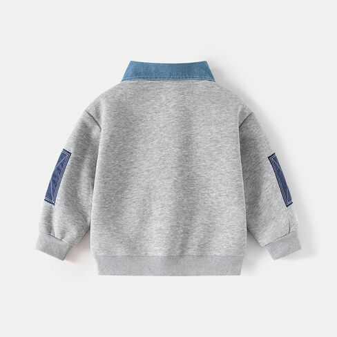 Boys Spring Autumn Sweatshirt Lapel Collared Long Sleeve Casual Pullover Top in Saudi Arabia