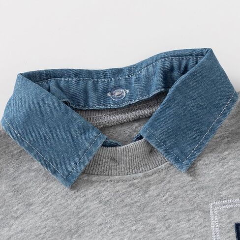 Boys Spring Autumn Sweatshirt Lapel Collared Long Sleeve Casual Pullover Top in Saudi Arabia
