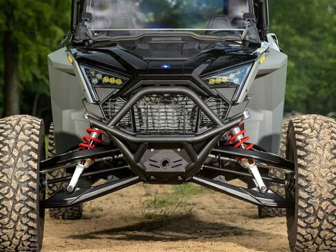 المصد الأمامي SuperATV لـ Polaris RZR Pro R/4، Pro S/S4، Turbo R/R 4 | مصنوعة من أنابيب فولاذية شديدة التحمل، يتم تركيبها مباشرة على الإطار | أسود | انظر الإعداد | صنع في الولايات المتحدة الأمريكية in Kuwait