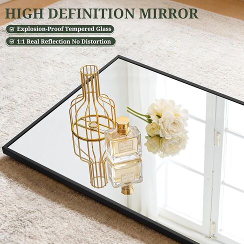 مرآة كاملة الطول 59 بوصة × 16 بوصة مرآة أرضية لكامل الجسم مع حامل، زجاج مقاوم للكسر، إطار من سبائك الألومنيوم، مرايا مستطيلة قائمة بذاتها مثبتة على الحائط أو مائلة لغرفة النوم ومدخل غرفة المعيشة in Kuwait