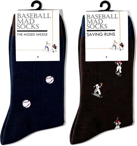 Funny Baseball Socks for Men 2 Pairs Set- Baseball Mad Novelty Socks Gift for Teen Boys Husband Dad, Christmas Birthday Valentines Father’s Day Gifts-,Size 9-12 in Saudi Arabia