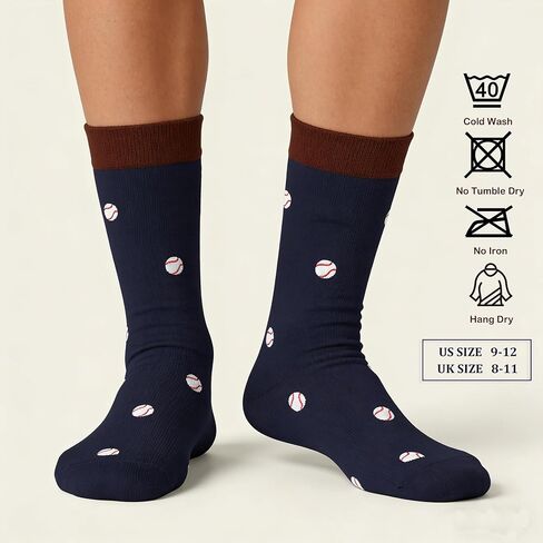 Funny Baseball Socks for Men 2 Pairs Set- Baseball Mad Novelty Socks Gift for Teen Boys Husband Dad, Christmas Birthday Valentines Father’s Day Gifts-,Size 9-12 in Saudi Arabia