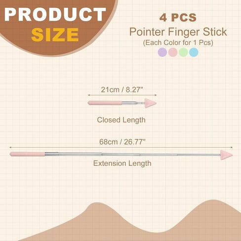 PATIKIL 4 PCS Pointer Finger Stick, Teacher Pointer Arrow, Pink/Purple/Blue/Green in Kuwait