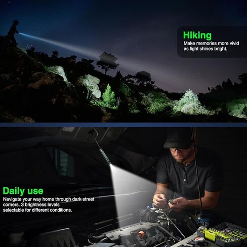 مؤشر ليزر أخضر مع ضوء أخضر ومصباح يدوي، مؤشر ليزر لمسافة طويلة للعروض التقديمية مع بوصلة وشاشة عرض، ضوء عمل قابل لإعادة الشحن USB من النوع C للاستخدام في الهواء الطلق والطوارئ والعمل in Kuwait