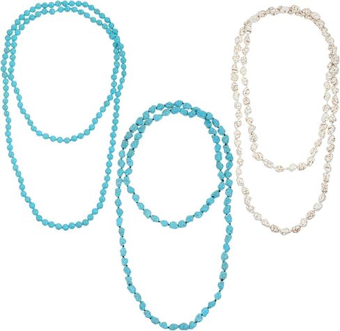 3 Pcs Turquoise Beads Necklace 47 Inch Long Endless Necklace Multi Strand Layer Knotted Homemade Jewelry for Women in Saudi Arabia